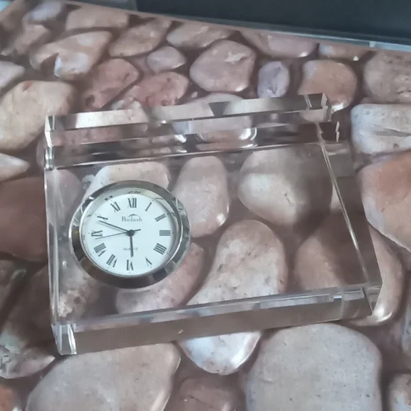 Badash CLEAR CUT CRYSTAL BUSINESS CARD HOLDER DESK ANALOG QUARTZ CLOCK - Picture 9 of 11